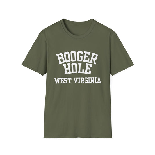 Booger Hole Funny City Name T-Shirt novelty t-shirt ironic tee quirky place tee hometown humor silly town tee custom city tee local pride tee