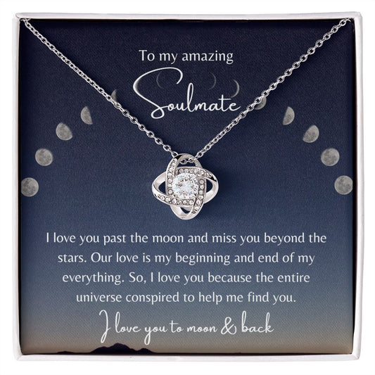 Love Knot Necklace I  Love You To The Moon & Back - Soulmate         .