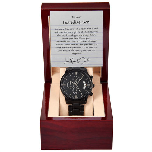 Black Chronograph Watch (Incredible Son  Black Chronograph Watch)